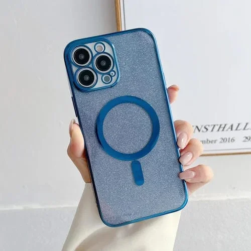 Funda para iPhone 14 Plating Magsafe Glitter Phone Case (Azul Oscuro)