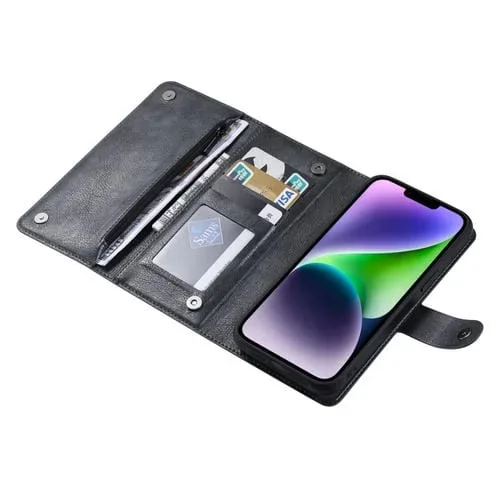 Funda para iPhone 14 Plus Vili Gv Series Magsafe Cuero con Cremallera Magnética (Negro)