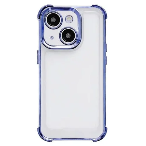 Funda para iPhone 14 Pro Galvanoplastia Caja Teléfono Espacial a Prueba de Golpes Cuatro Esquinas (Azul)