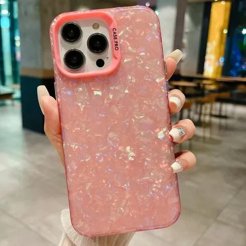 Funda para iPhone 14 Pro Max Imd Shell Textura TPU con Caja de Acrílico (Rosa)