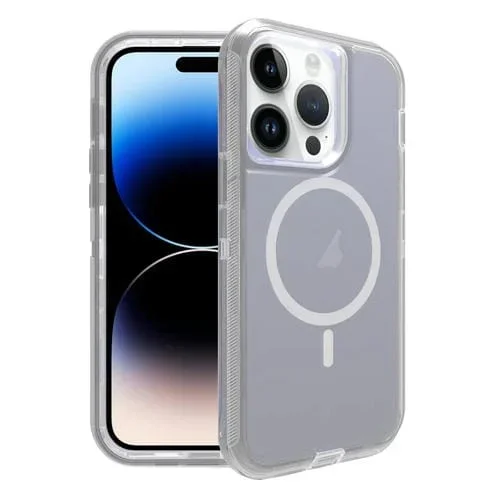 Funda para iPhone 14 Pro Max Magnética Magsafe a Prueba de Golpes (Gris Transparente)