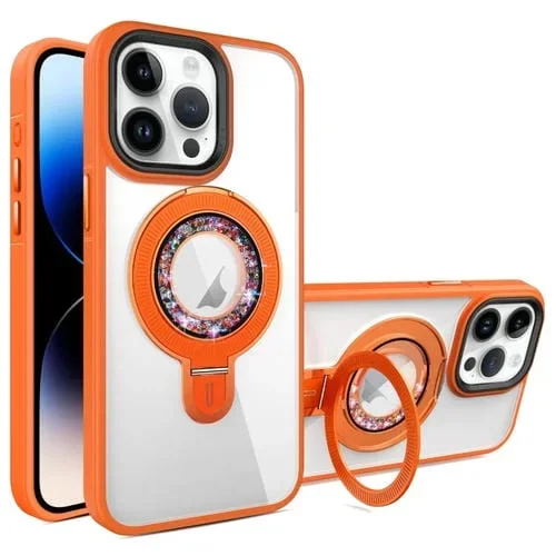 Funda para iPhone 14 Pro Max Magsafe Flip Holder Cobertura Total TPU + PC (Naranja)