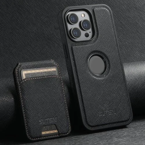Funda para iPhone 14 Pro Max Suteni M2 Parte Trasera de Tarjeta Vertical Magsafe (Negra)