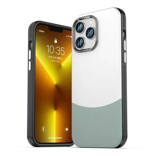 Funda para iPhone 14 Pro Max Textura de Cuero Magsafe Magnética TPU + PC (Cian)