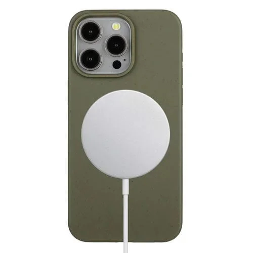 Funda para iPhone 14 Pro Max Wheat Magsafe Material de Paja Magnético y TPU (Verde Militar)