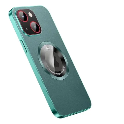 Funda para iPhone 14 R-Just Rh05 Magnética de Cuero y Metal (Verde)