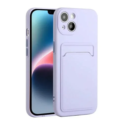 Funda para iPhone 14 TPU con Ranura para Tarjeta a Prueba de Golpes (Púrpura)