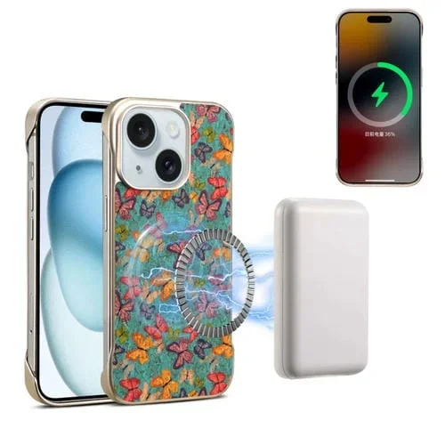 Funda para iPhone 15 Denior A18 Paint Magsafe Mariposas
