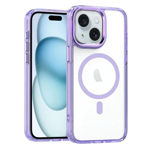 Funda para iPhone 15 Magnética Transparente Magsafe (Púrpura)