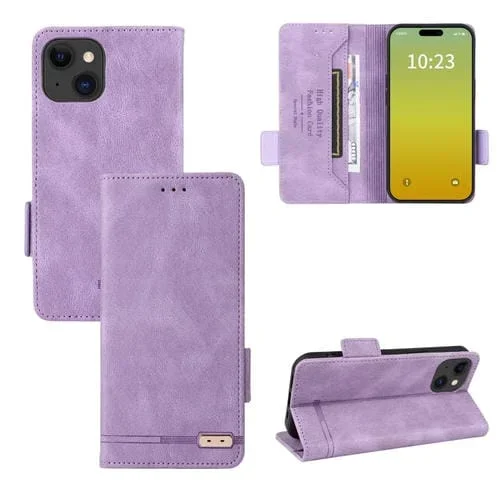 Funda para iPhone 15 Plus Cuero con Cierre Magnético (Púrpura)