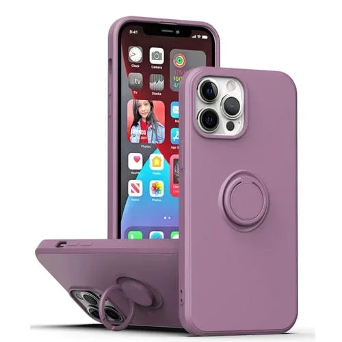 Funda para iPhone 15 Plus Ring Kickstand de Silicona (Púrpura)