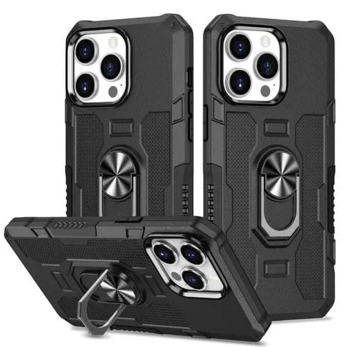 Funda para iPhone 15 Pro Armor Hybrid con Ring Holder (Negro)