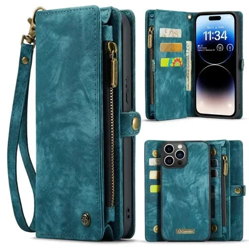 Funda para iPhone 15 Pro Caseme 008 Cuero Multifuncional Desmontable (Azul)