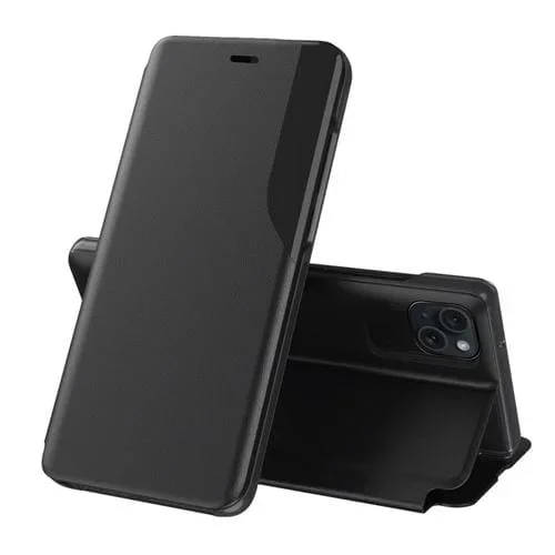 Funda para iPhone 15 Pro Flip Leather Side Display (Negro)