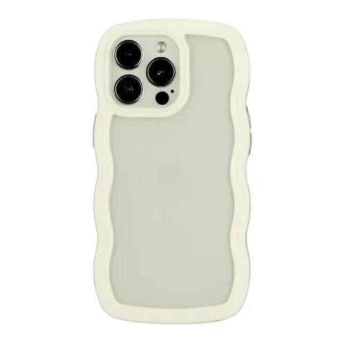Funda para iPhone 15 Pro Max Candy Color Wave TPU Clear PC Phone Case (Blanco)