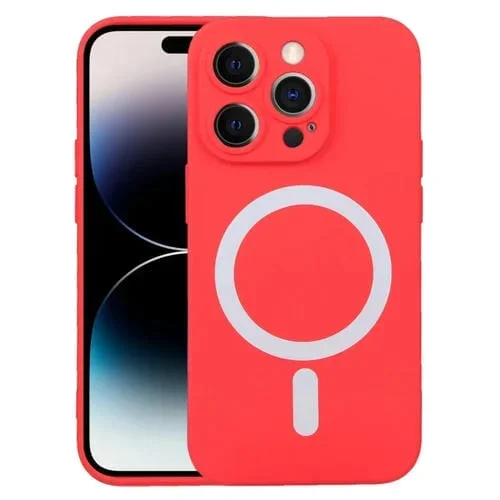 Funda para iPhone 15 Pro Max Liquid Silicone Magsafe Phone Case (Rojo)