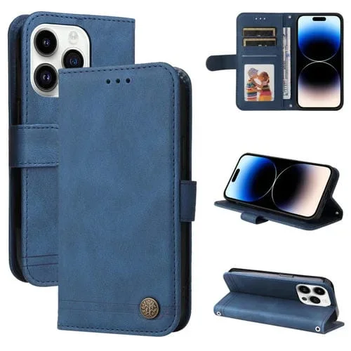 Funda para iPhone 15 Pro Max Skin Feel Life Tree Cuero (Azul)