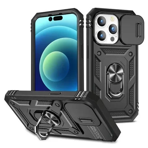 Funda para iPhone 15 Pro Max Sliding Camshield Holder (Negro)