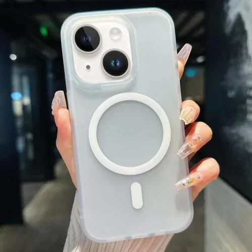 Funda para iPhone 15 Transparente Magsafe PC Híbrida TPU (Blanco)