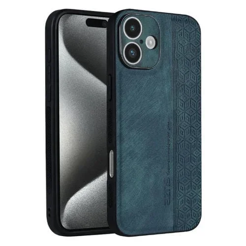 Funda para iPhone 16 Azns Relieve 3D Tacto de Piel (Verde Oscuro)