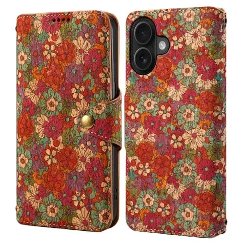Funda para iPhone 16 Denior Flower Language Series Borde de Aceite Tela de Corcho (Verano)
