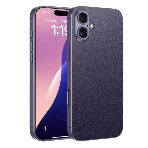 Funda para iPhone 16 Gkk Pintura Metálica Tacto de Piel Cobertura Total (Morado)