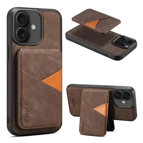 Funda para iPhone 16 Plus Eseble E2 Retro Texture Cuero con Ranuras para Tarjetas Magsafe Rfid (Café)