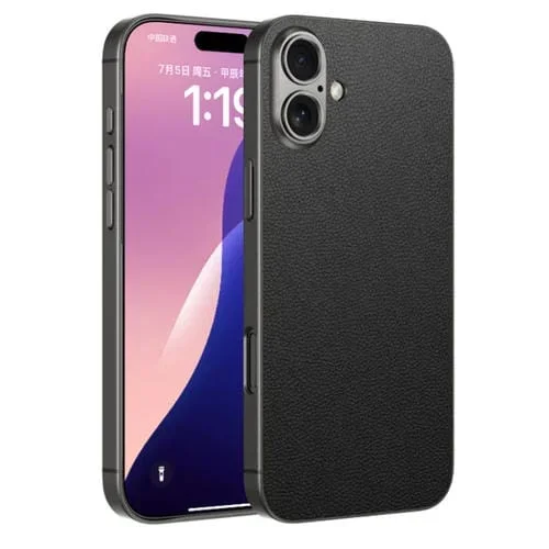 Funda para iPhone 16 Plus Gkk con Pintura Metálica y Tacto de Piel Cobertura Total (Negra)