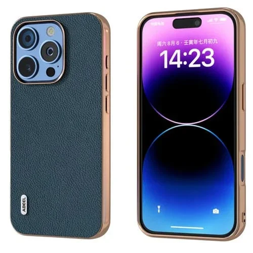 Funda para iPhone 16 Pro Max Abeel Marco Galvanizado Cuero Genuino Textura Lichi (Verde)