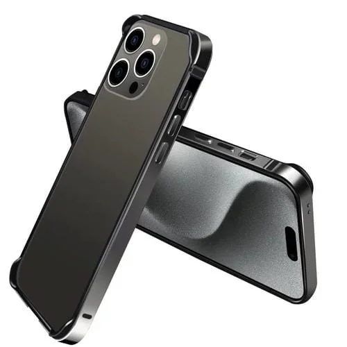 Funda para iPhone 16 Pro Max con Marco de Aleación de Aluminio y TPU (Negra)