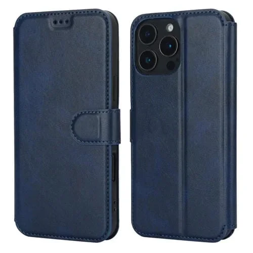 Funda para iPhone 16 Pro Max Cuero Pu + TPU a Prueba de Golpes (Azul)