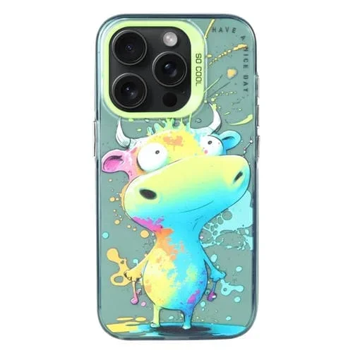 Funda para iPhone 16 Pro Max Diseño de Animales Pintura al Óleo PC TPU (Ganado Colorido)