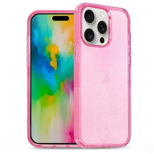Funda para iPhone 16 Pro Max Glitter Powder TPU Hybrid PC Rosa
