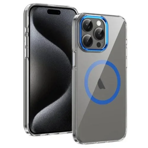 Funda para iPhone 16 Pro Max Ice Feel HD Transparente Cobertura Total PC Magsafe (Azul)