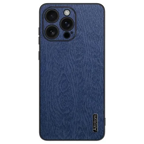 Funda para iPhone 16 Pro Piel Corteza de Árbol a Prueba de Golpes (Azul)