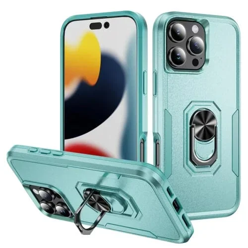 Funda para iPhone 16 Pro Pioneer Armor Policarbonato Resistente y TPU con Soporte (Verde)