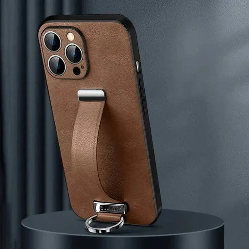 Funda para iPhone 16 Pro Sulada Tide Cool Series PC con Textura de Cuero y Tacto de Piel (Marrón)