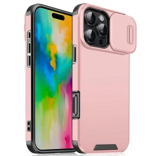 Funda para iPhone 16 Pro TPU y PC con Protección Deslizante (Rosa)
