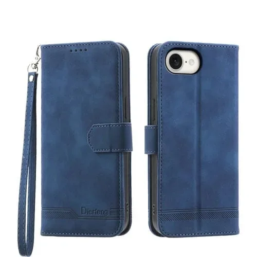 Funda para iPhone 16E Dierfeng Dream Line Piel Sintética y TPU (Azul)