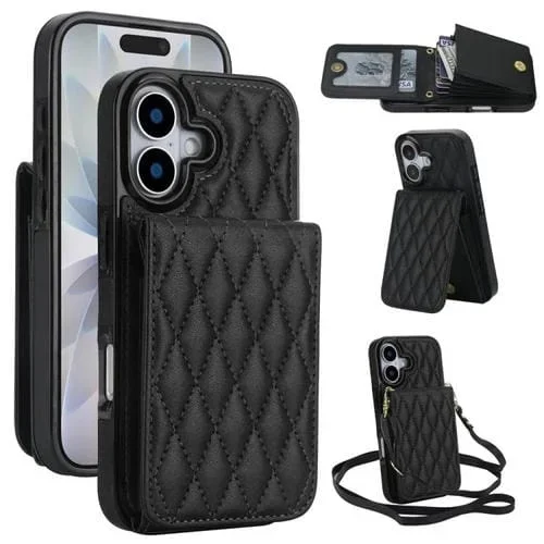 Funda para iPhone 17 YM015 con diseño de rombos y RFID (negra)
