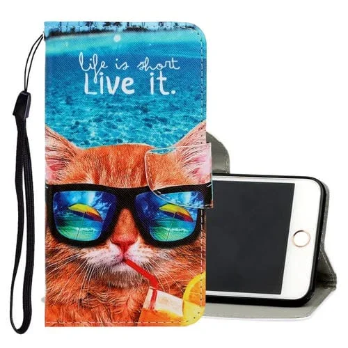Funda para iPhone 6 Plus / 6S Plus Cuero Pu con Tapa Horizontal Dibujo 3D Soporte Ranuras y Billetera (Gato Submarino)