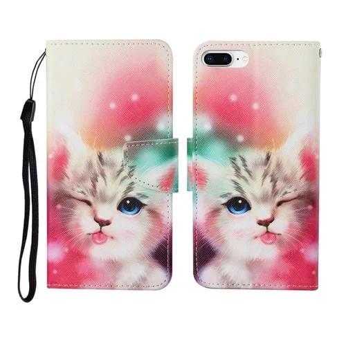 Funda para iPhone 7 Plus Horizontal Flip Leather Case Pattern (Cat)