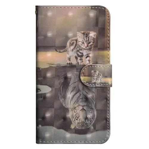 Funda para iPhone 8 Plus Patrón de Pintura 3D Cuero TPU + PU Tapa Horizontal Soporte Ranuras Tarjetas Billetera (Cat Tiger)