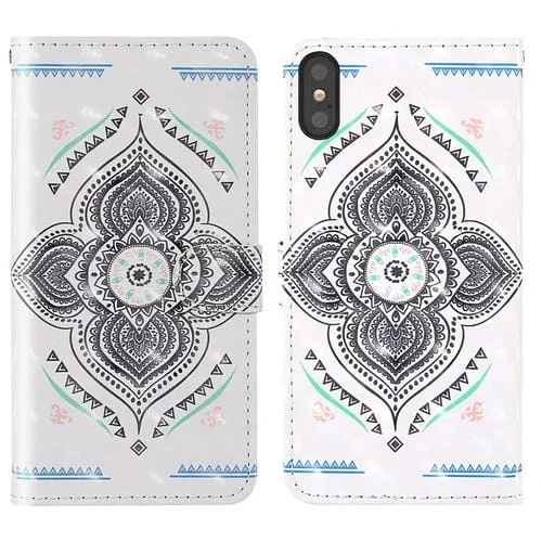 Funda para iPhone X TPU + Cuero PU Flip Horizontal con Soporte y Ranuras (Peonza)