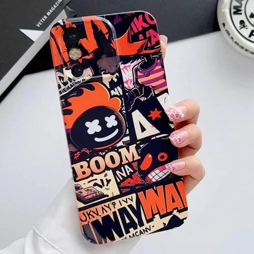 Funda para iPhone X Xs PC Phone Case Patrón Pintado Precise Hole (Orange Comics)