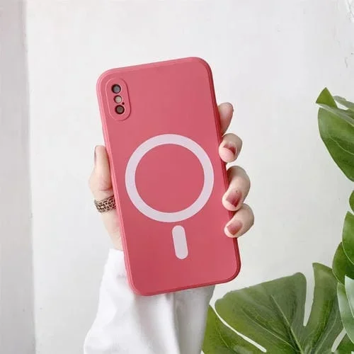 Funda para iPhone Xr Silicona Líquida Cobertura Completa Magsafe a Prueba de Golpes (Rojo)