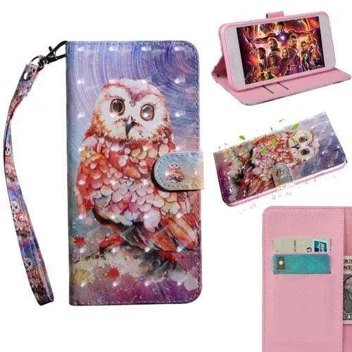 Funda para iPhone Xr TPU y Cuero PU Flip Horizontal con Soporte y Ranuras para Tarjetas (Búho de Color)