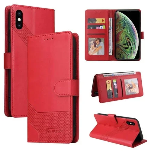 Funda para iPhone Xs Max Gqutrobe Skin Feel Magnética de Cuero (Rojo)