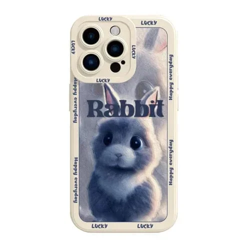 Funda para iPhone Xs Max Liquid Silicone Oil Painting Rabbit (Gris Beige)