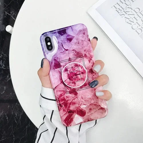Funda para iPhone Xs Max TPU Protección Anti-Drop con Soporte Plegable (Marble)